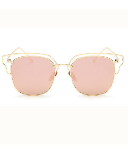 Belles lunettes de soleil roses en métal pour vacances à la plage XS1048