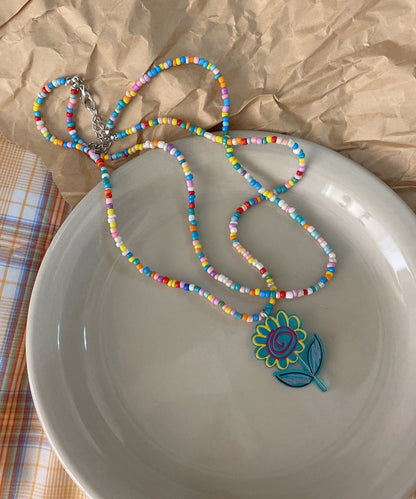 Beautiful Double Beading Alloy Floral Layer Rainbow