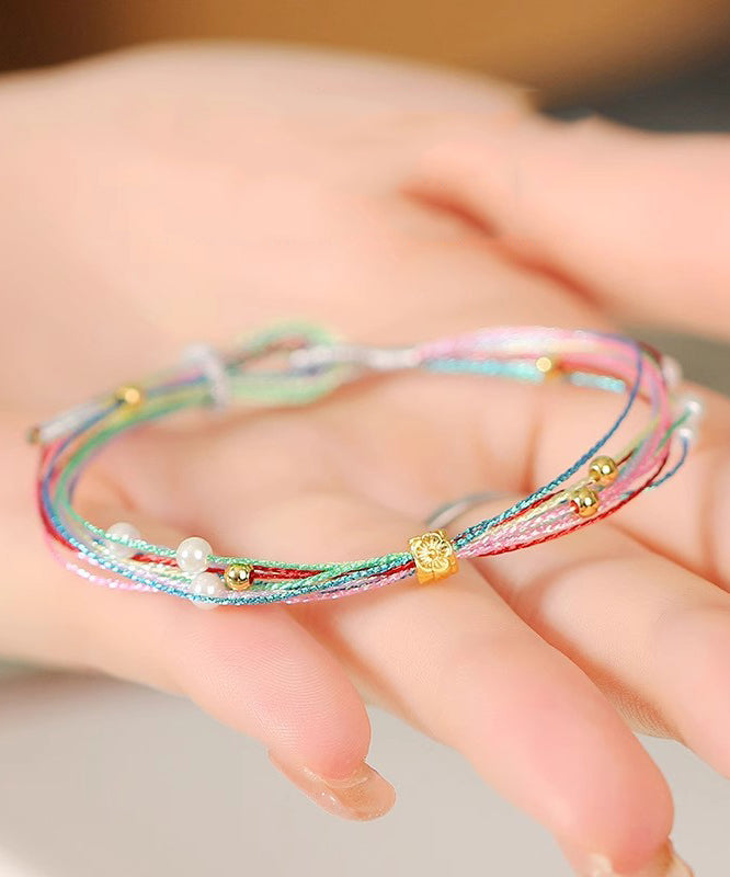 Regenbogen Blumen Mehrfarbiges Armband Schönes Charm Weben