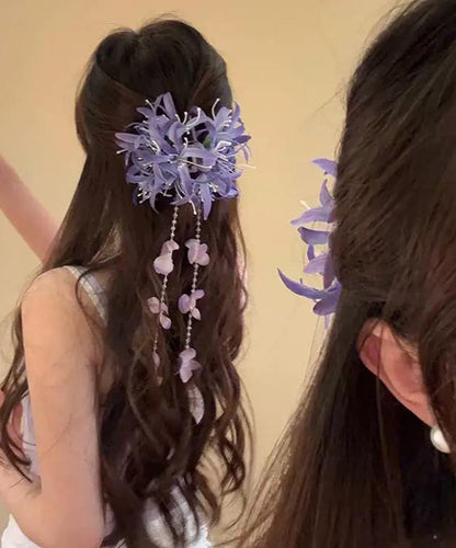 Schöne Blumen Quaste Perle Haarnadel Rot Acryl