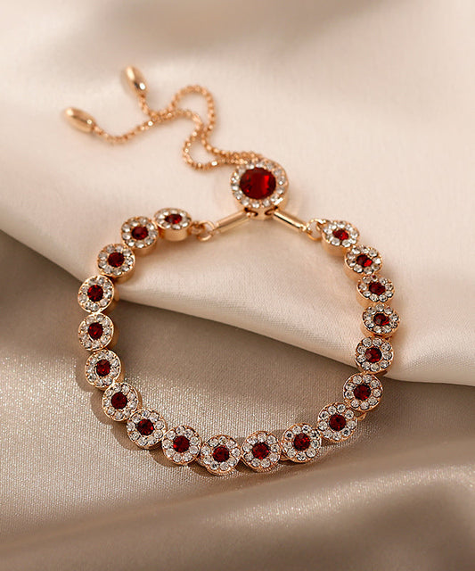 Wunderschönes rotes Charm-Armband aus Sterlingsilber mit Zirkonia-Kristallen, DF1010