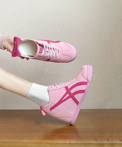 Chaussures à talons compensés hauts en similicuir rose