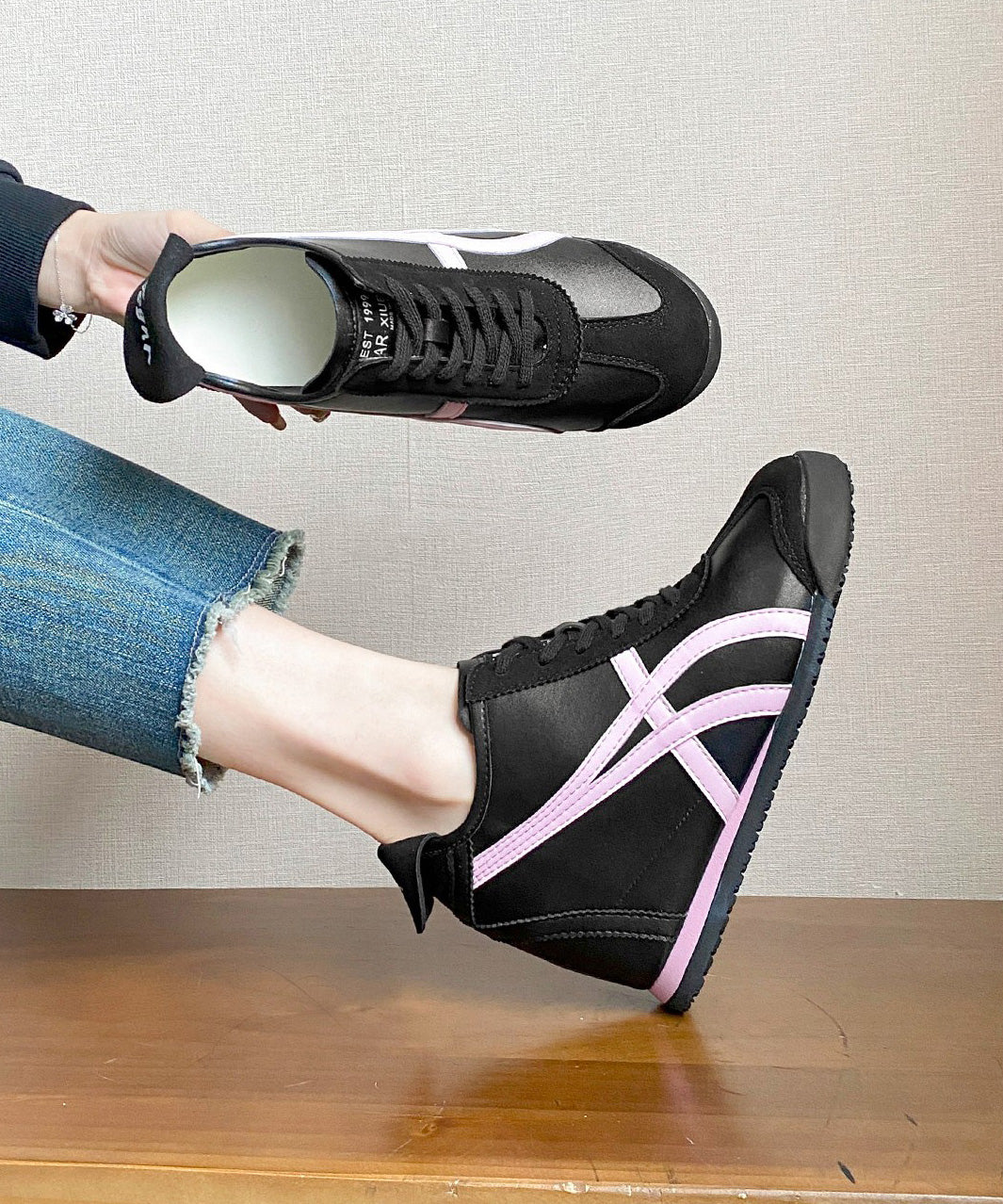 Chaussures à talons compensés hauts en similicuir rose