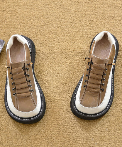 Mocassins confortables en similicuir beige pour femmes