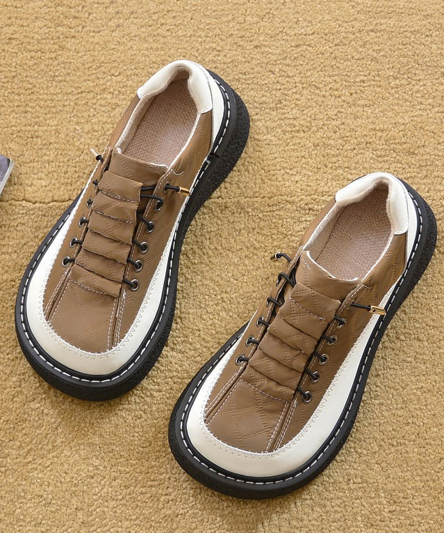 Mocassins confortables en similicuir beige pour femmes