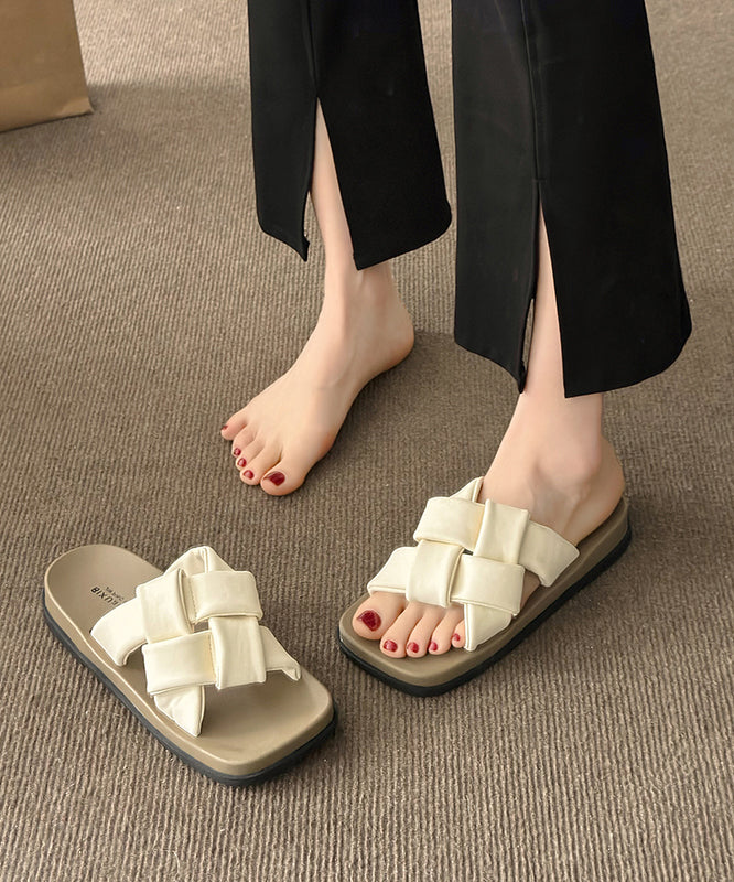 Beige französische Plateau-Sandalen mit Peep-Toe AP1053