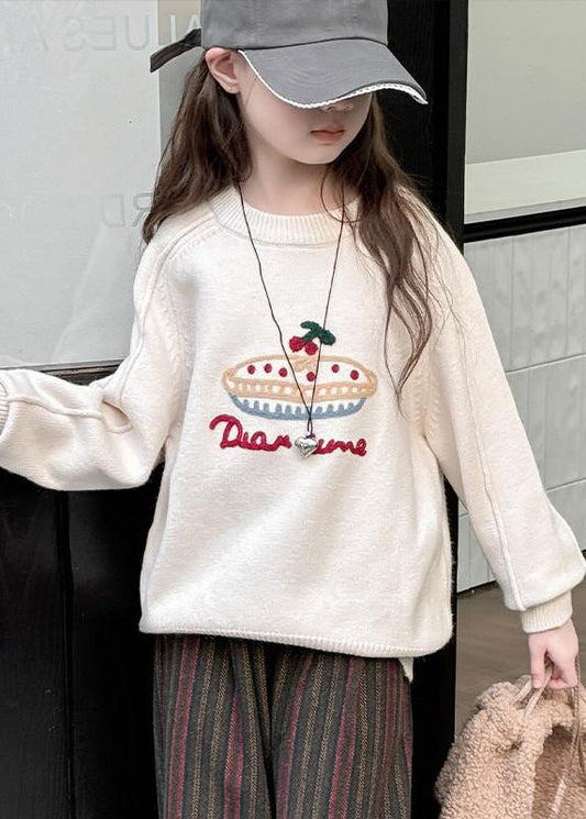 Pulls en tricot de coton polaire chaud patchwork beige pour filles, printemps TP031
