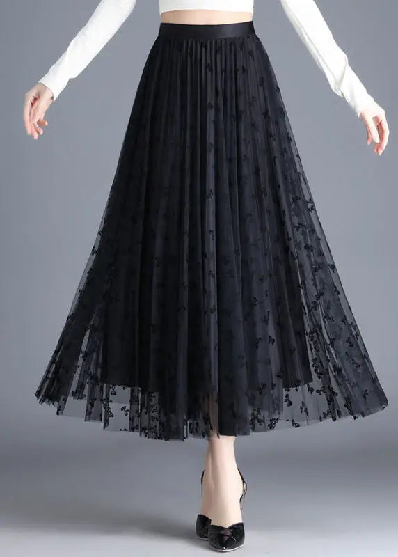 Black Butterfly Tulle A Line Skirts Wear On Both Sides Spring Ada Fashion