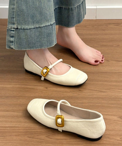 Chaussures plates chics en cuir de vache pour femmes noires