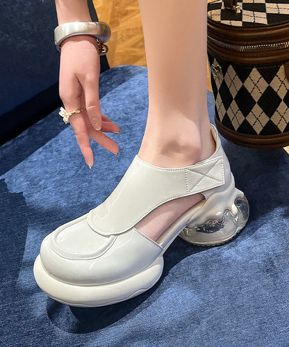 Mocassins chics à plateforme et épissure en cuir de vache noir creux