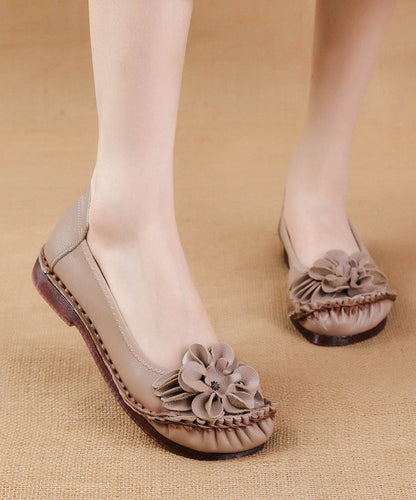 For Black Shoes Soft Flat Leather Splicing Cowhide Women