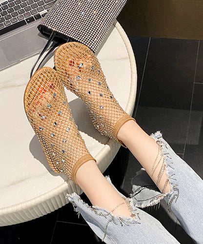 Multi Boots Chic Black Zircon Splicing Breathable Mesh