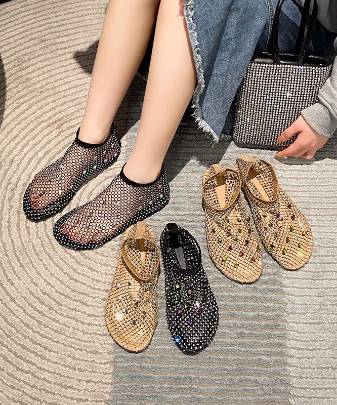 Multi Boots Chic Black Zircon Splicing Breathable Mesh