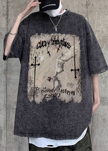 O Schwarz T Baumwolle Grafik Herren Shirts Hals Design Original Halb