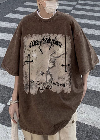 O Schwarz T Baumwolle Grafik Herren Shirts Hals Design Original Halb