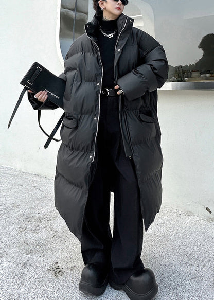 Schwarze Taschen Männer Lange Parkas Stehkragen Winter RM004