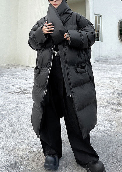Schwarze Taschen Männer Lange Parkas Stehkragen Winter RM004