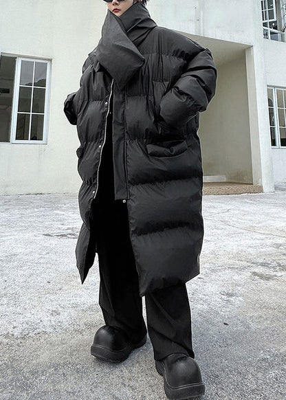 Schwarze Taschen Männer Lange Parkas Stehkragen Winter RM004