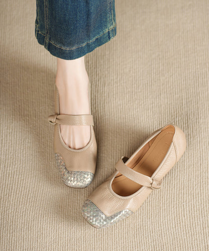 Sheepskin Comfortable Shoes Splicing Chunky Black