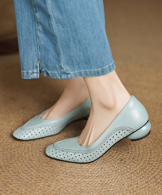Toe Sheepskin Splicing Pointed Chunky Comfortable Blue