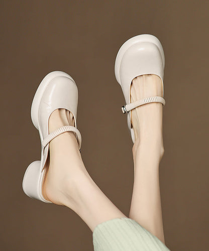 Simple Sheepskin Splicing Slide Sandals Chunky Blue