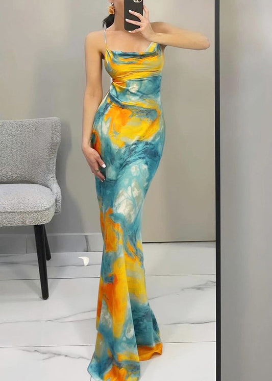 Trägerkleid in Blau, rückenfrei, ärmellos, Spitze, Spaghettiträger