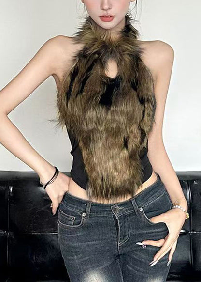 Out Black Hollow Bohemian Tanks Flauschige Ärmellose Patchwork