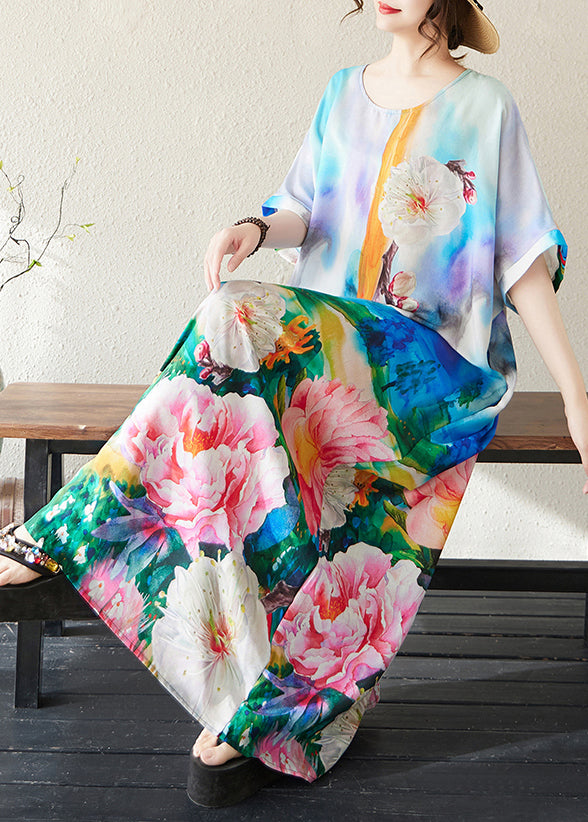 Bohemian Sommerkleider Baumwolle Übergroße Blau Tie Dye Maxi