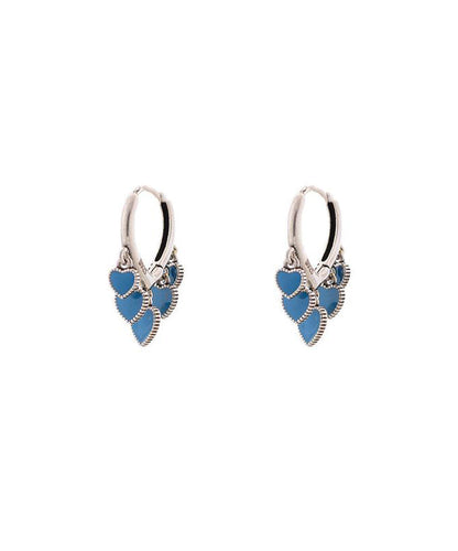 Ename Steel Bohemian Glaze Stainless Earrings Blue Love Hoop
