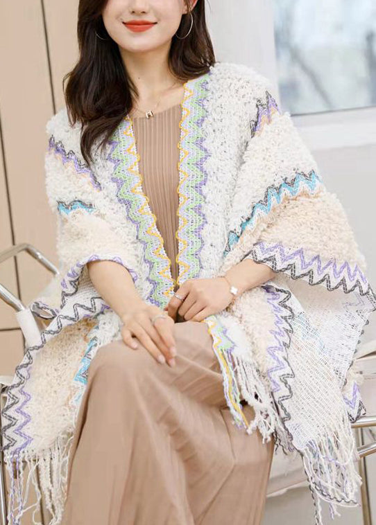 Bohemian Blue Tassel Holiday Knit Scarf WO027