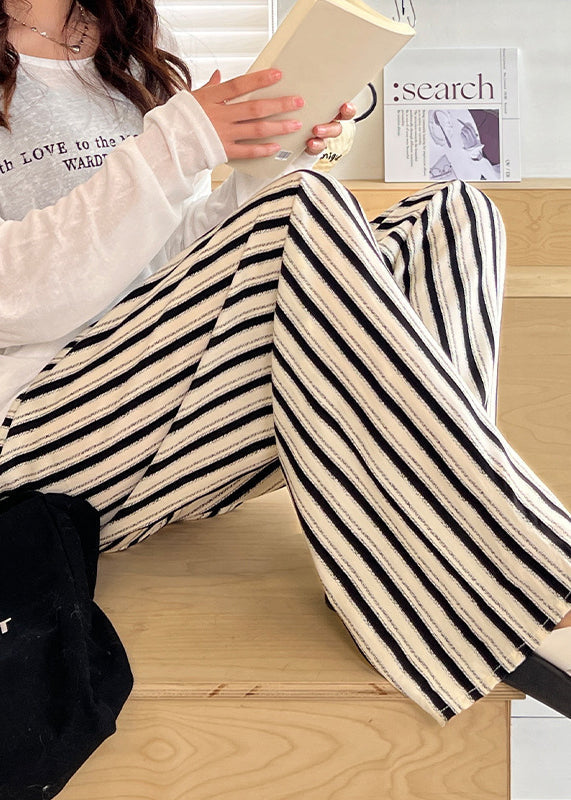Pantalon droit bohème imprimé taille élastique en coton pour l'été