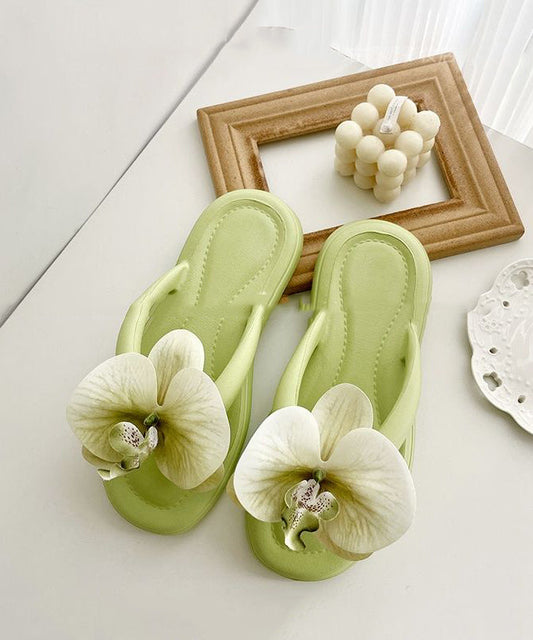 Flops Flip Bohemian Splicing Green Floral Comfortable
