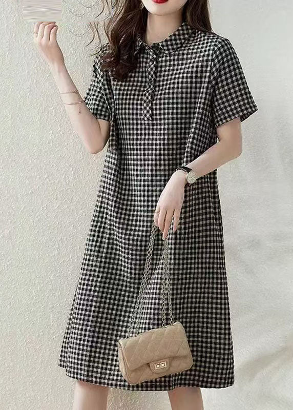 Kleid Kragen Sommer Leinen kariert Boho Peter Grey Urlaub Pan