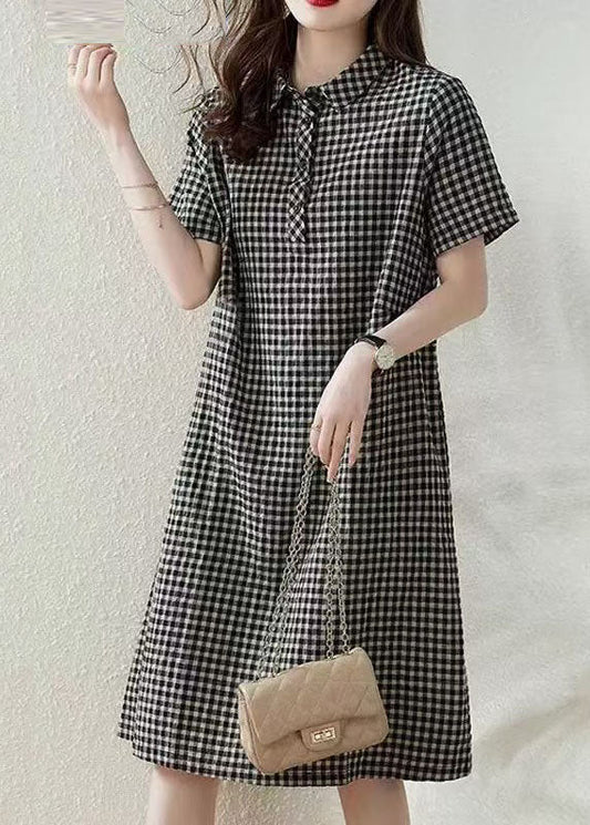 Kleid Kragen Sommer Leinen kariert Boho Peter Grey Urlaub Pan