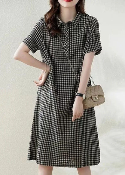 Kleid Kragen Sommer Leinen kariert Boho Peter Grey Urlaub Pan