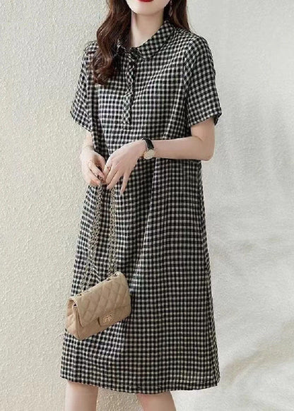 Kleid Kragen Sommer Leinen kariert Boho Peter Grey Urlaub Pan