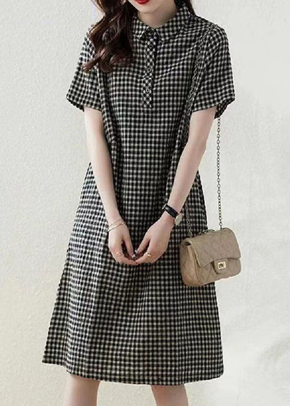 Kleid Kragen Sommer Leinen kariert Boho Peter Grey Urlaub Pan