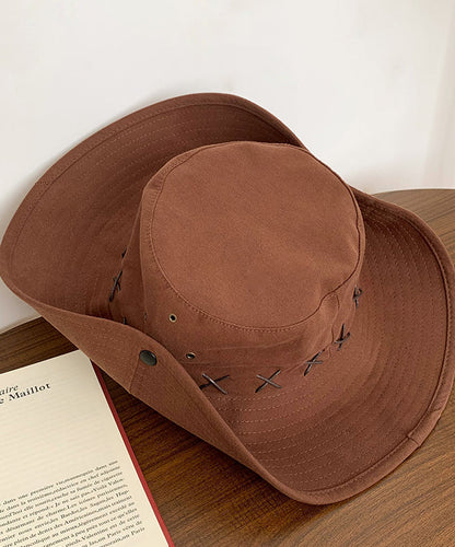 Khaki Patchwork Cowboy Vacation Hat Bohemian