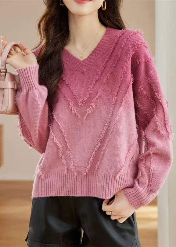 Bohemian Rose Tasseled Cozy Wool Knit Sweater Fall QS010