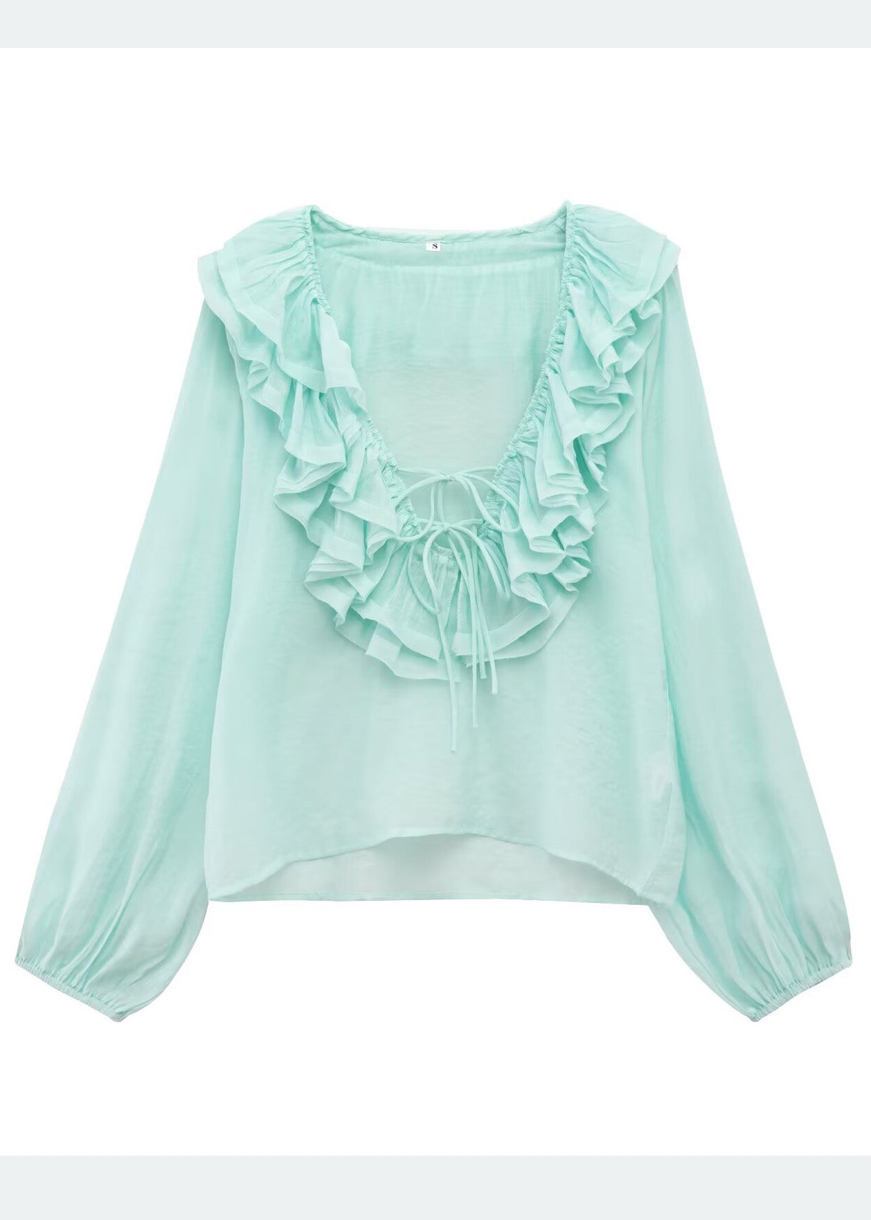 Hemd Bohemian Blau Himmel Baumwolle Rüschen Tops Sommer