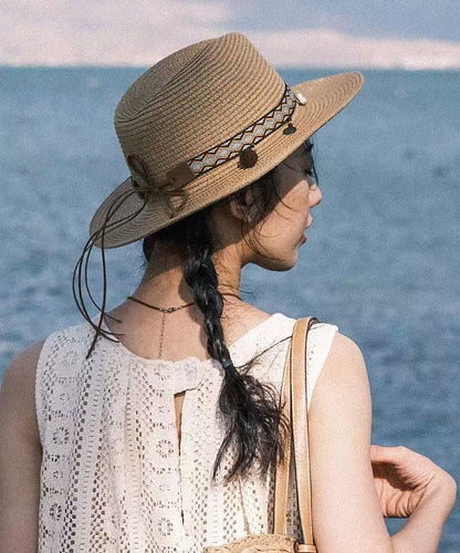 Chapeau de style bohème, vacances, cowboy, plage, paille tissée