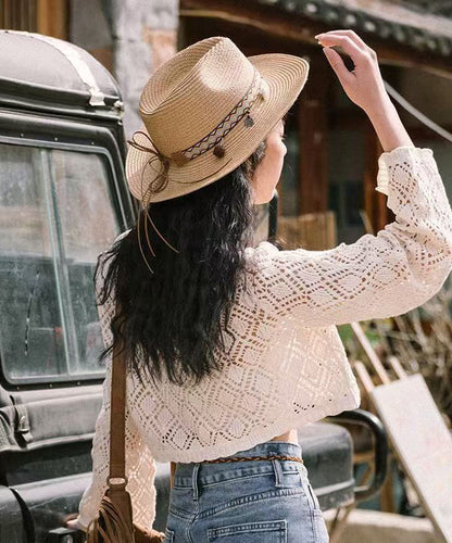 Chapeau de style bohème, vacances, cowboy, plage, paille tissée