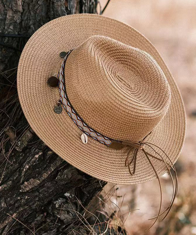 Chapeau de style bohème, vacances, cowboy, plage, paille tissée
