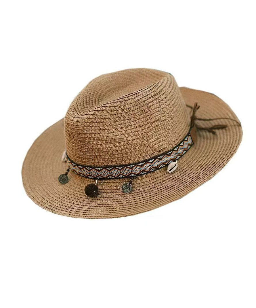 Chapeau de style bohème, vacances, cowboy, plage, paille tissée