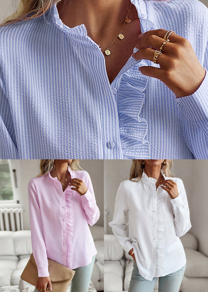 Shirts Bohemian White Fall Button Solid