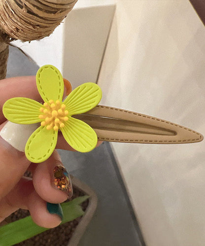 Floral Hairpin Light Green Boho Acrylic