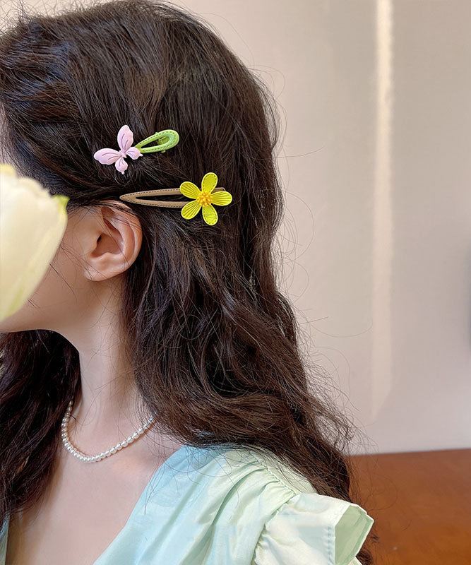 Floral Hairpin Light Green Boho Acrylic