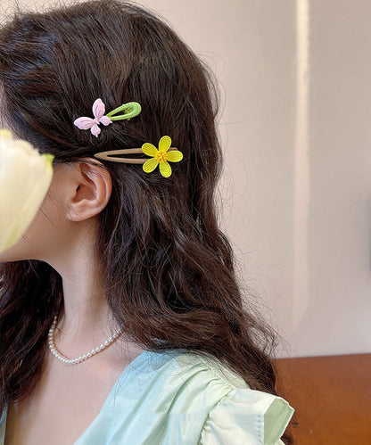 Floral Hairpin Light Green Boho Acrylic