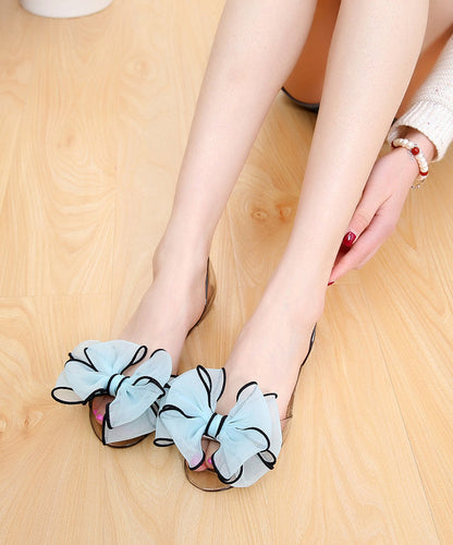 Boho Splicing Flat Floral Red Sandals Clear