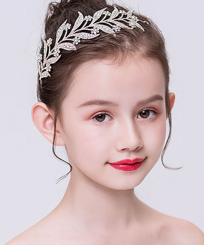 Épingle à cheveux pour enfants en alliage d'or rose style bohème avec feuille de zircon IU050